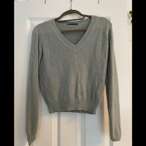Green brandy Melville v-neck sweater